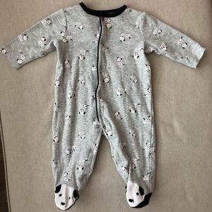 Infant footsie gray with Dalmatians